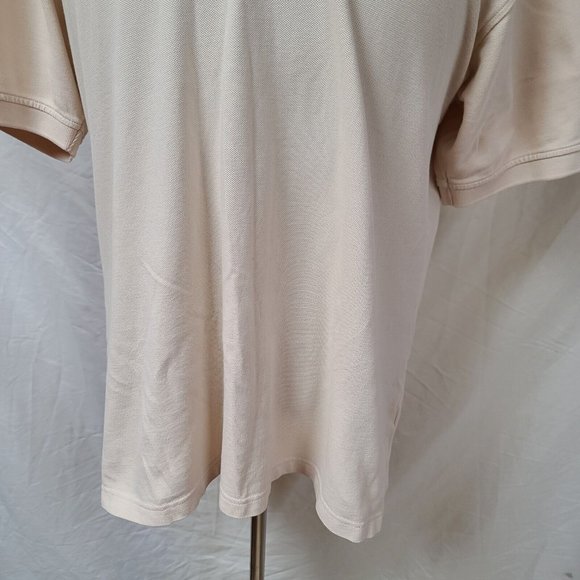 Izod Silk Wash Mens Large Ivory Short Sleeve 2 Button Pullover Logo Polo Shirt - Picture 5 of 12